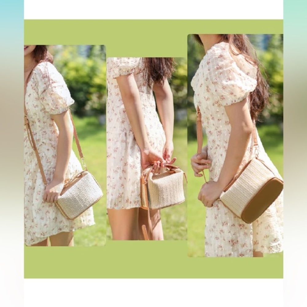 Straw Crossbody Bag for Women Summer Beach Shoulder Purse Small